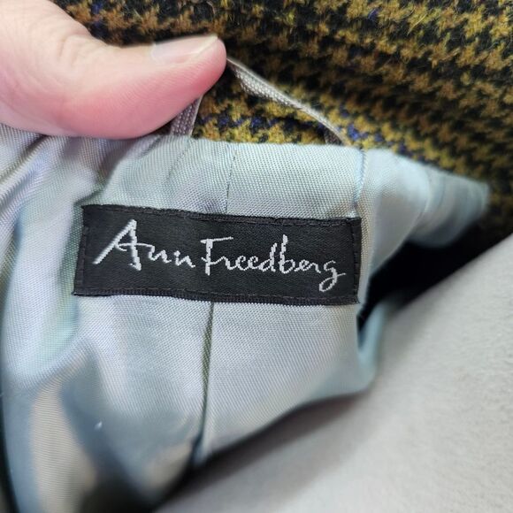 Ann Freedberg Tan Houndstooth Double Breasted Jacket Size P (XS) - Picture 6 of 11